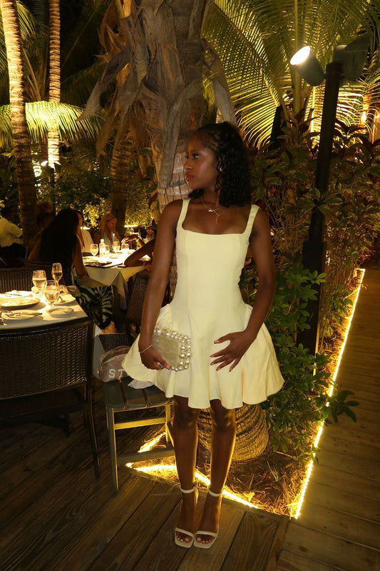 Refined Ball Gown Square Yellow For Black Girls Party Short Mini 18th Birthday Dresses Hoco Outfit RB3770