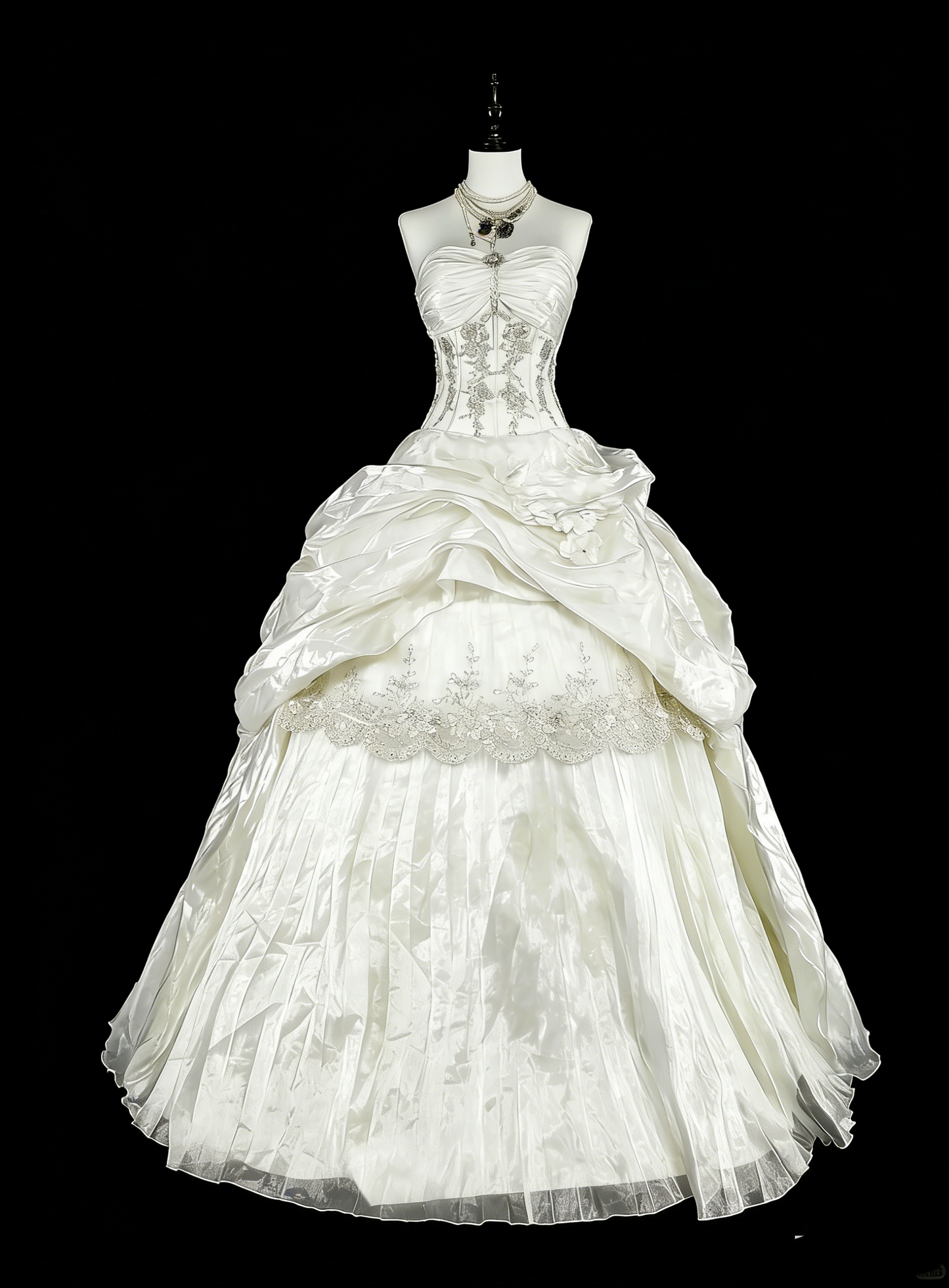 Romantische Brautkleider Ballkleid Herzförmiger Ausschnitt Elfenbein mit Perlenkristallen Langes Brautkleid N3412