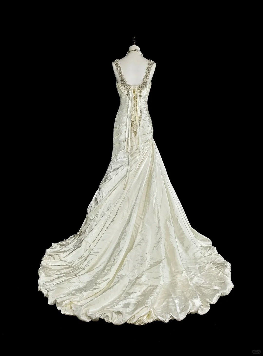 Vintage Brautkleid im Meerjungfrauenstil der 80er Jahre, elfenbeinfarben, figurbetont, figurbetont, N1609