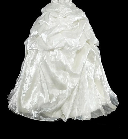 Romantische Brautkleider Ballkleid Herzförmiger Ausschnitt Elfenbein mit Perlenkristallen Langes Brautkleid N3412