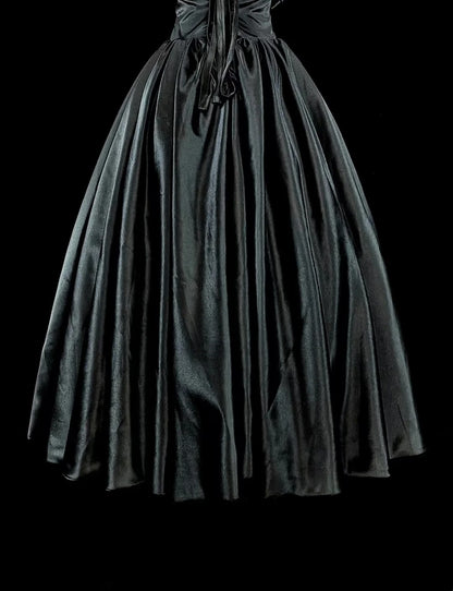 Bescheidene Ballkleider für den Abschlussball, schulterfrei, aus schwarzem Satin, langes Abendkleid, Quinceanera-Kleid N3073