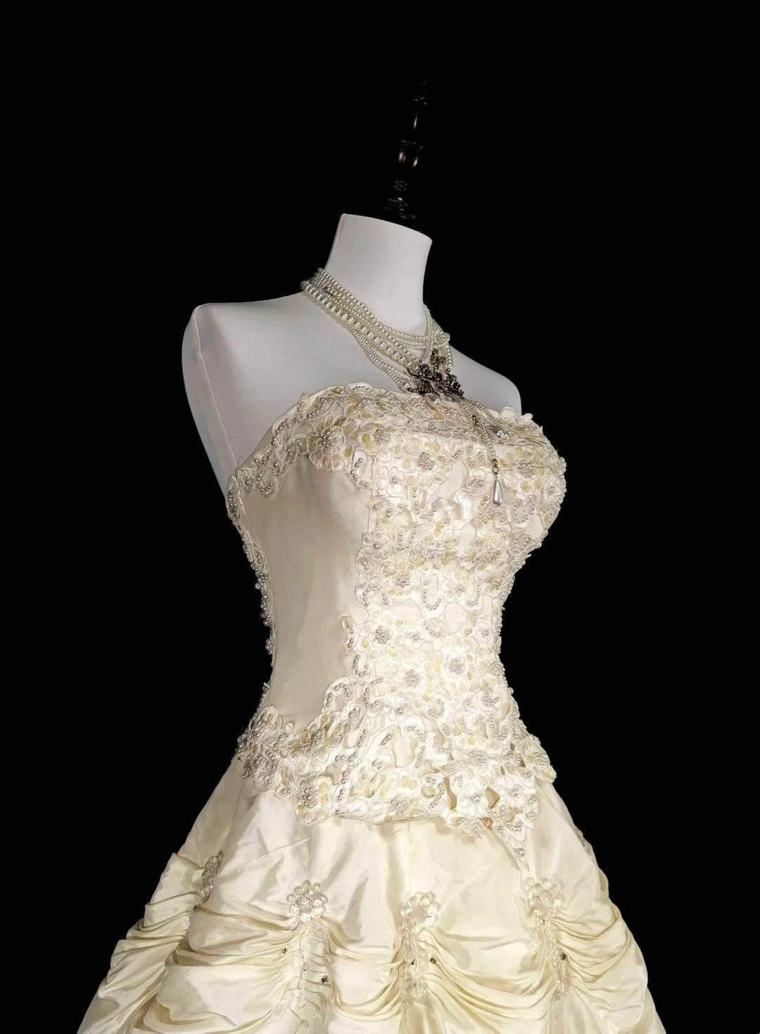 Vintage 80er Jahre Brautkleid Ballkleid trägerlos Taft langes Brautkleid tailliertes Brautkleid N1465