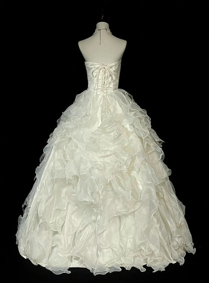 Vintage 80er Jahre Brautkleid Ballkleid Herzausschnitt Weißes Tüll Langes Brautkleid Figurbetontes Brautkleid N1467