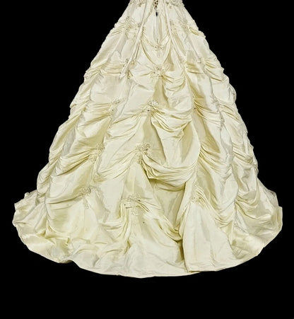 Vintage 80er Jahre Brautkleid Ballkleid trägerlos Taft langes Brautkleid tailliertes Brautkleid N1465