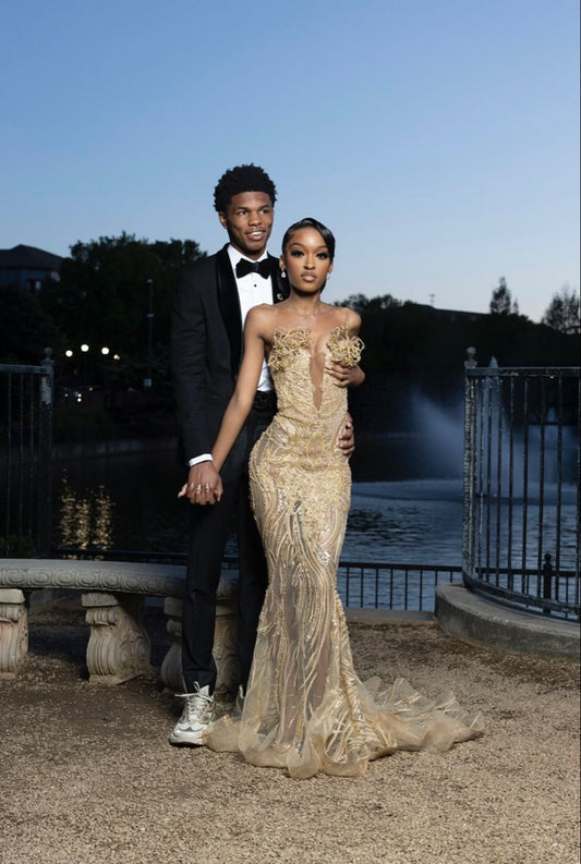 Sparkly Mermaid For Black Girls People Sweetheart Champagne Prom Dresses Column Floor Length With Beads N627