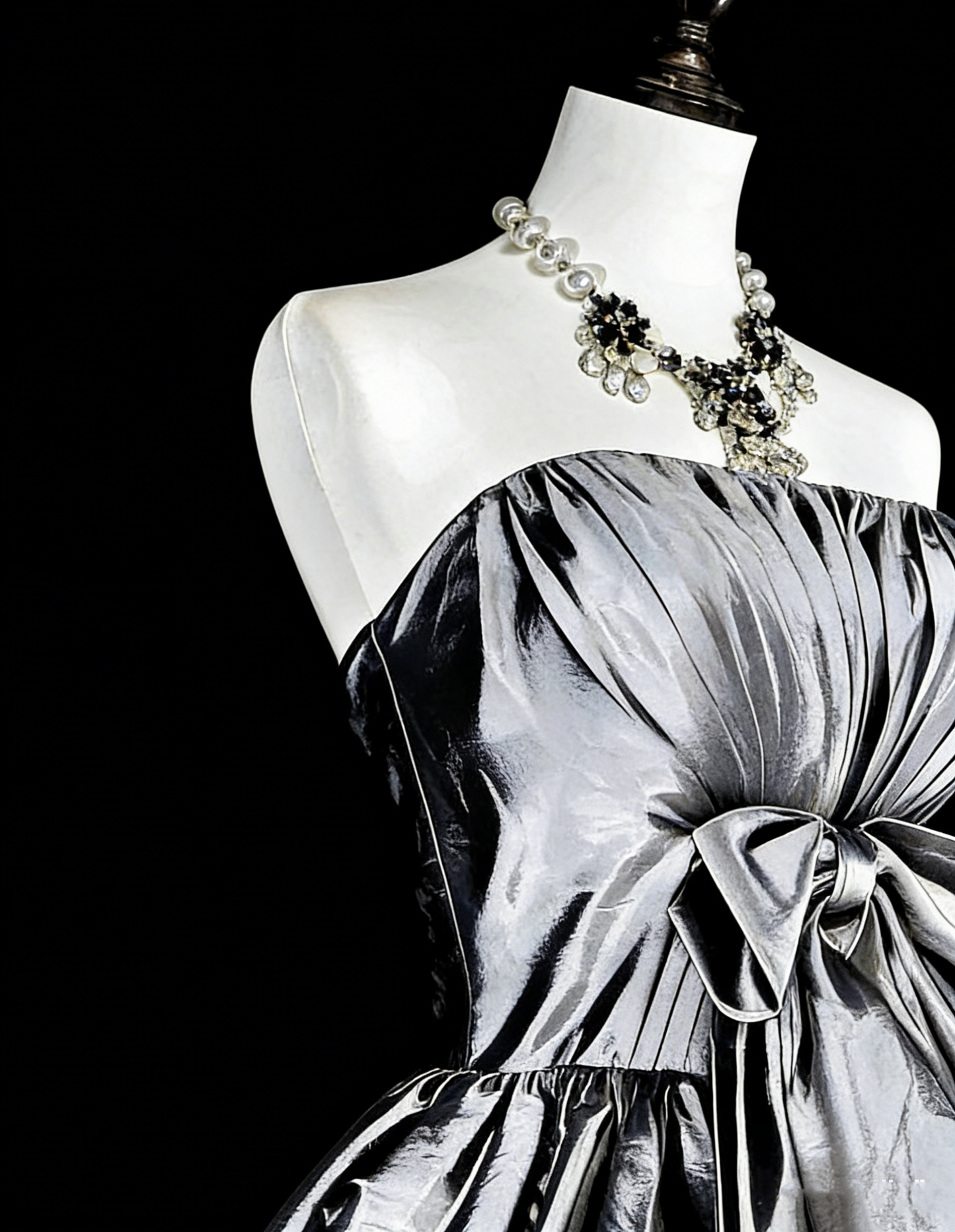 Robe de bal vintage bustier en taffetas gris argenté, courte, inspiration années 2000, robes de bal de promo, robe de soirée N1612