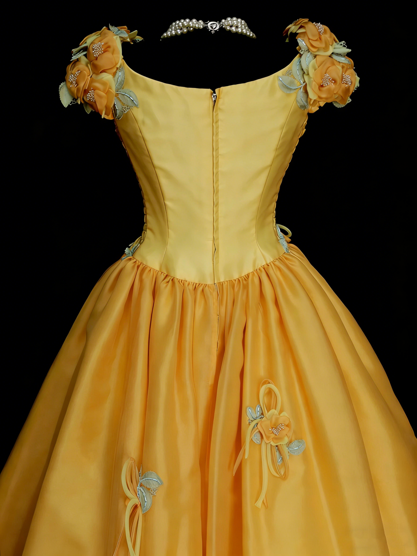 Cute Ball Gown Yellow Sweet 16 Dresses Quinceanera Dress With 3D Flowers Long 15 Vestidos De Fiesta N1313