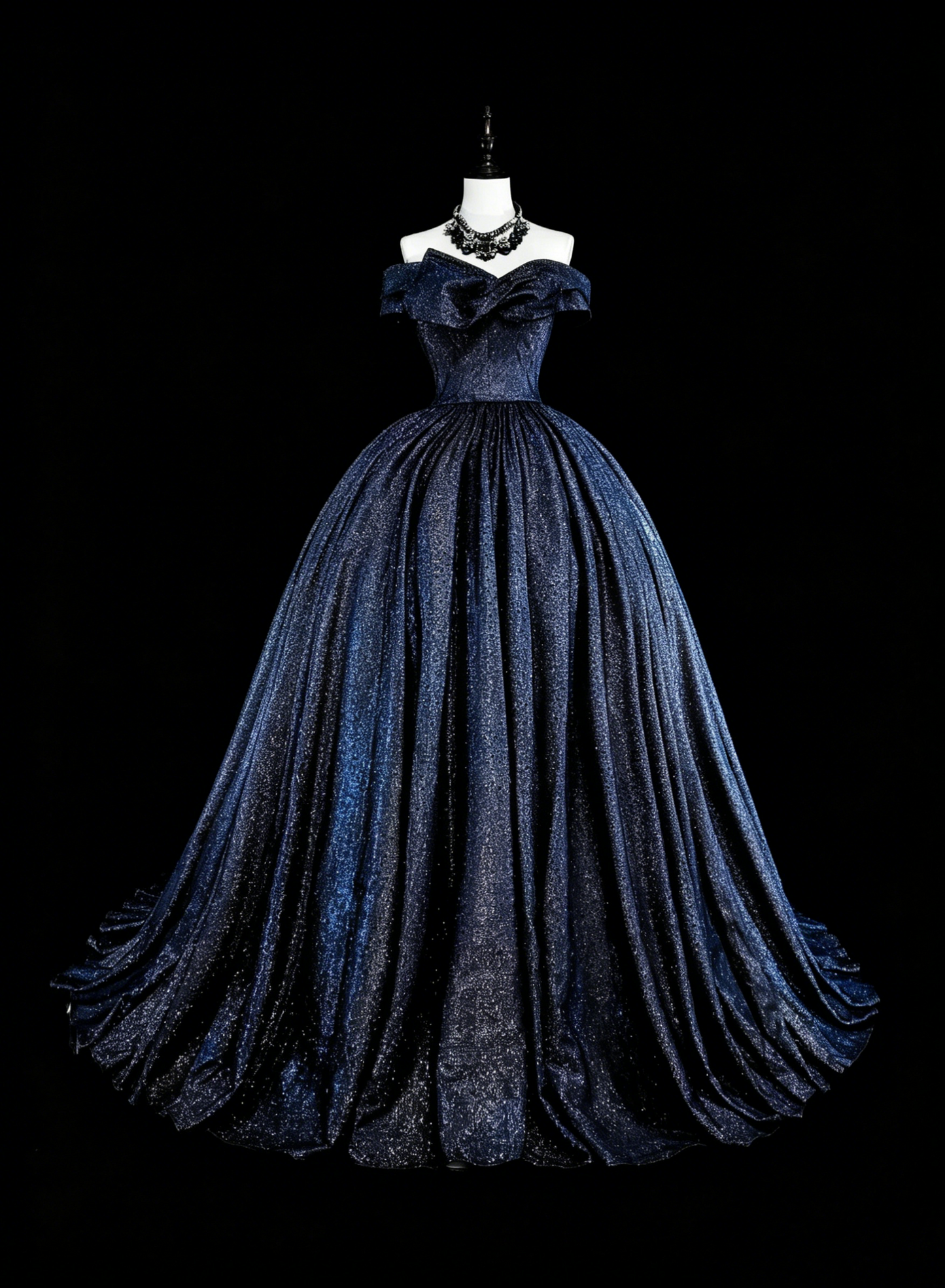 Bescheidene Ballkleider für den Abschlussball in Marineblau Tüll schulterfrei Kleid für Sweet 16 Formelle Abendkleider N3516