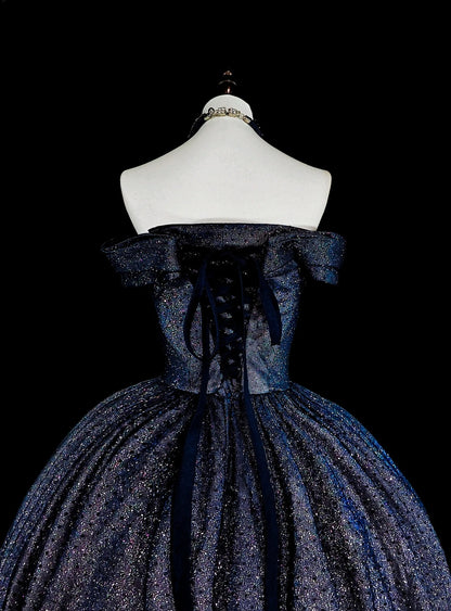 Bescheidene Ballkleider für den Abschlussball in Marineblau Tüll schulterfrei Kleid für Sweet 16 Formelle Abendkleider N3516