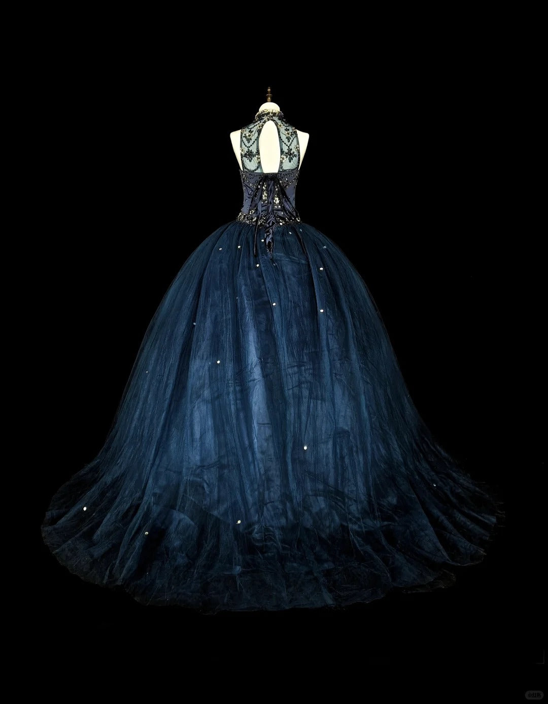 Bescheidene Abschlussballkleider Ballkleid Marineblau Tüll Ärmellos Sweet 16 Kleid Formelle Abendgarderobe N3515