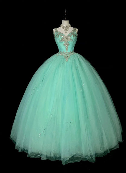 Vintage Ballkleid mit Herzausschnitt, mintgrüner Tüll, Sweet 16 Kleider, Quinceanera Kleid, lang, Vestidos De Fiesta N1468