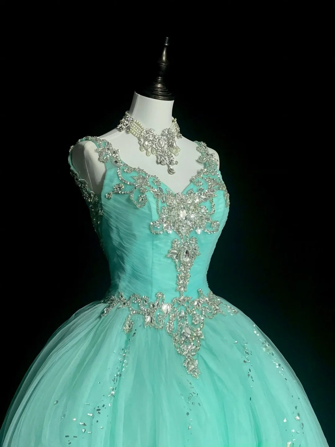 Vintage Ballkleid mit Herzausschnitt, mintgrüner Tüll, Sweet 16 Kleider, Quinceanera Kleid, lang, Vestidos De Fiesta N1468