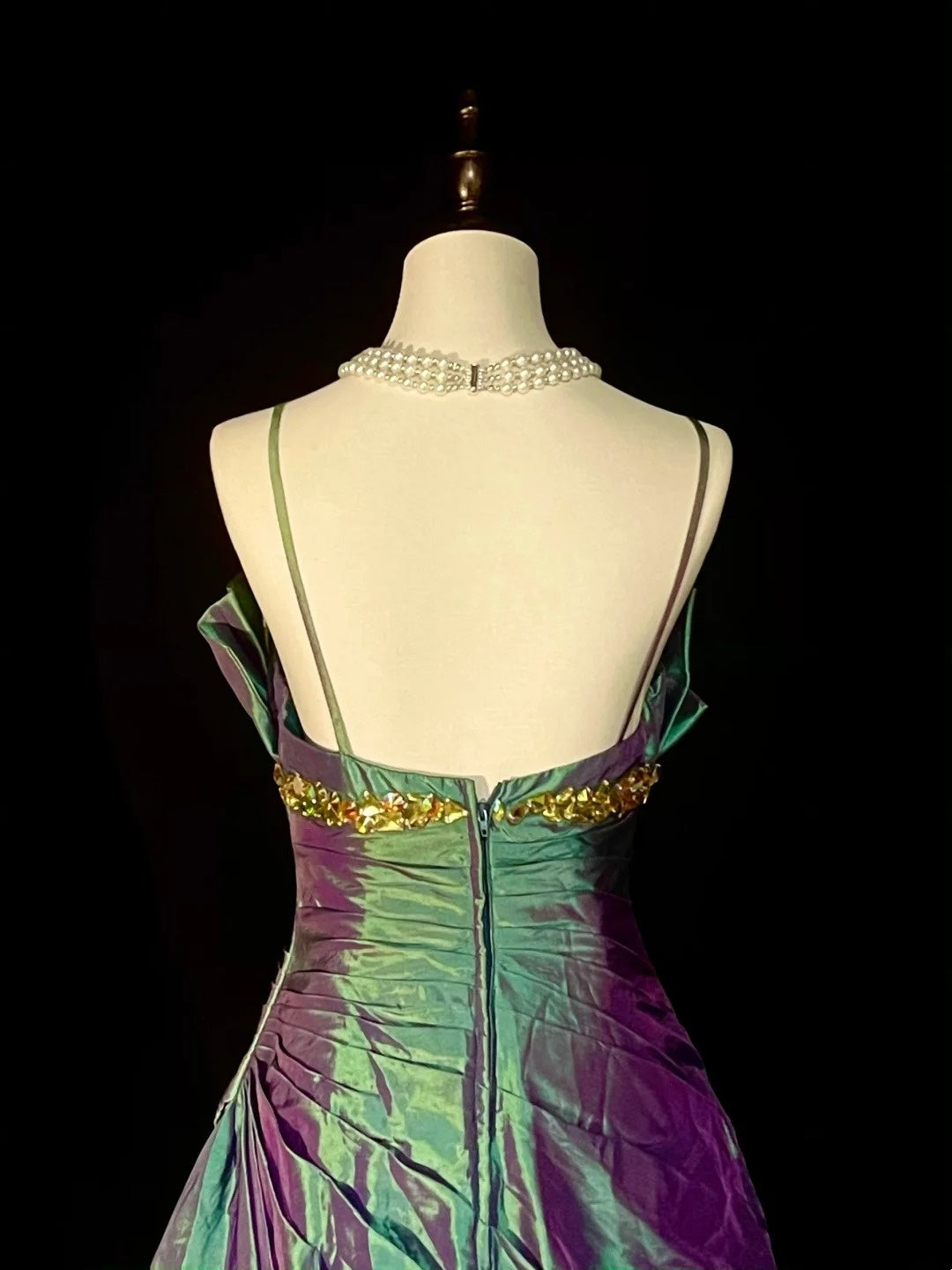 Vintage Meerjungfrauen-Spaghettiträger-Kleid in Traubenfarbe mit Falten, ärmellos, 80er-Jahre-Stil, langes formelles Abendkleid N1471