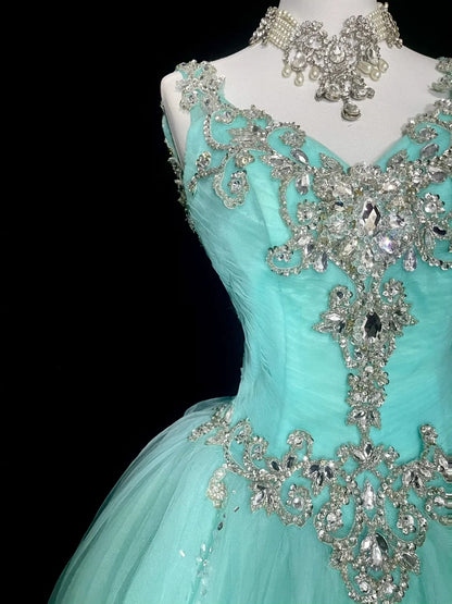 Vintage Ballkleid mit Herzausschnitt, mintgrüner Tüll, Sweet 16 Kleider, Quinceanera Kleid, lang, Vestidos De Fiesta N1468