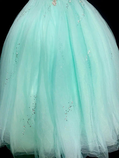 Vintage Ballkleid mit Herzausschnitt, mintgrüner Tüll, Sweet 16 Kleider, Quinceanera Kleid, lang, Vestidos De Fiesta N1468