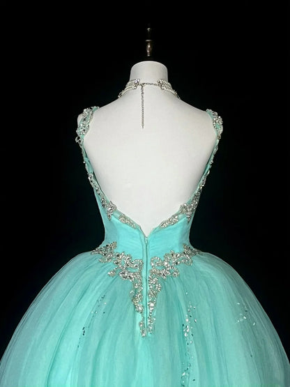 Vintage Ballkleid mit Herzausschnitt, mintgrüner Tüll, Sweet 16 Kleider, Quinceanera Kleid, lang, Vestidos De Fiesta N1468