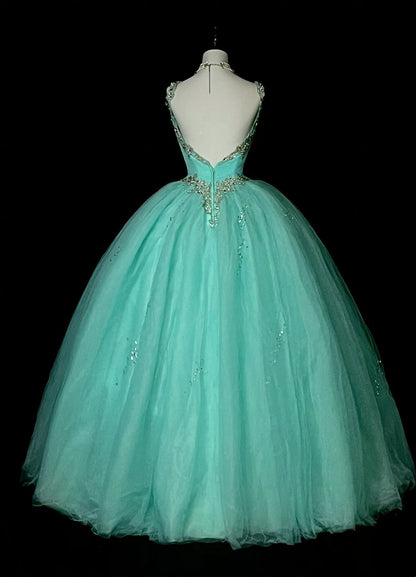 Vintage Ballkleid mit Herzausschnitt, mintgrüner Tüll, Sweet 16 Kleider, Quinceanera Kleid, lang, Vestidos De Fiesta N1468