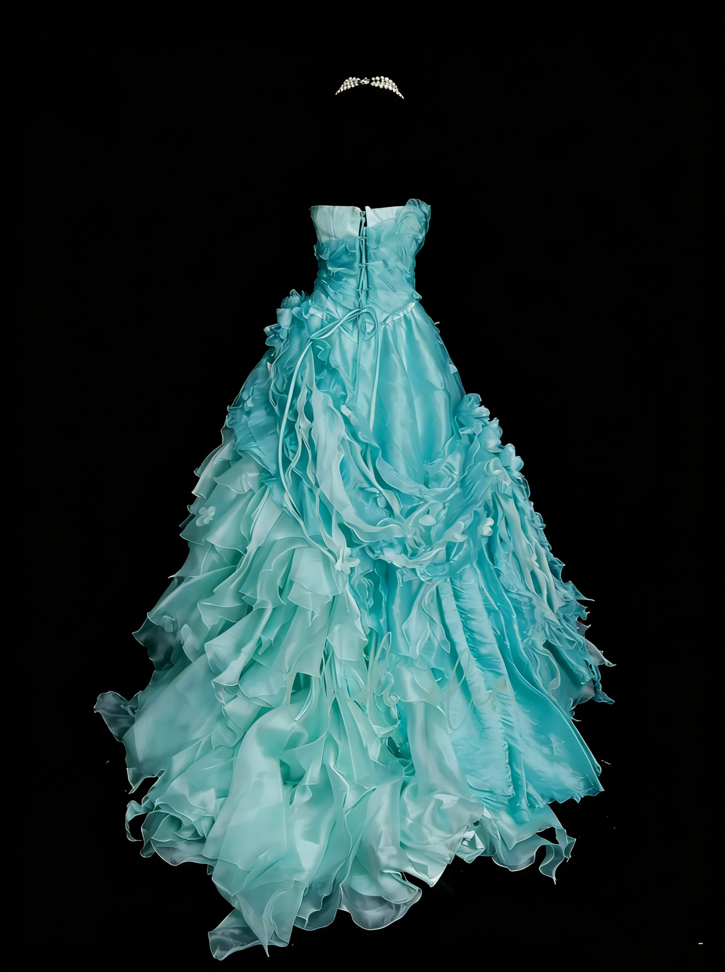 Robe de bal vintage bustier bleue à volants, robe de quinceañera longue, taille 15, Vestidos De Fiesta N1448