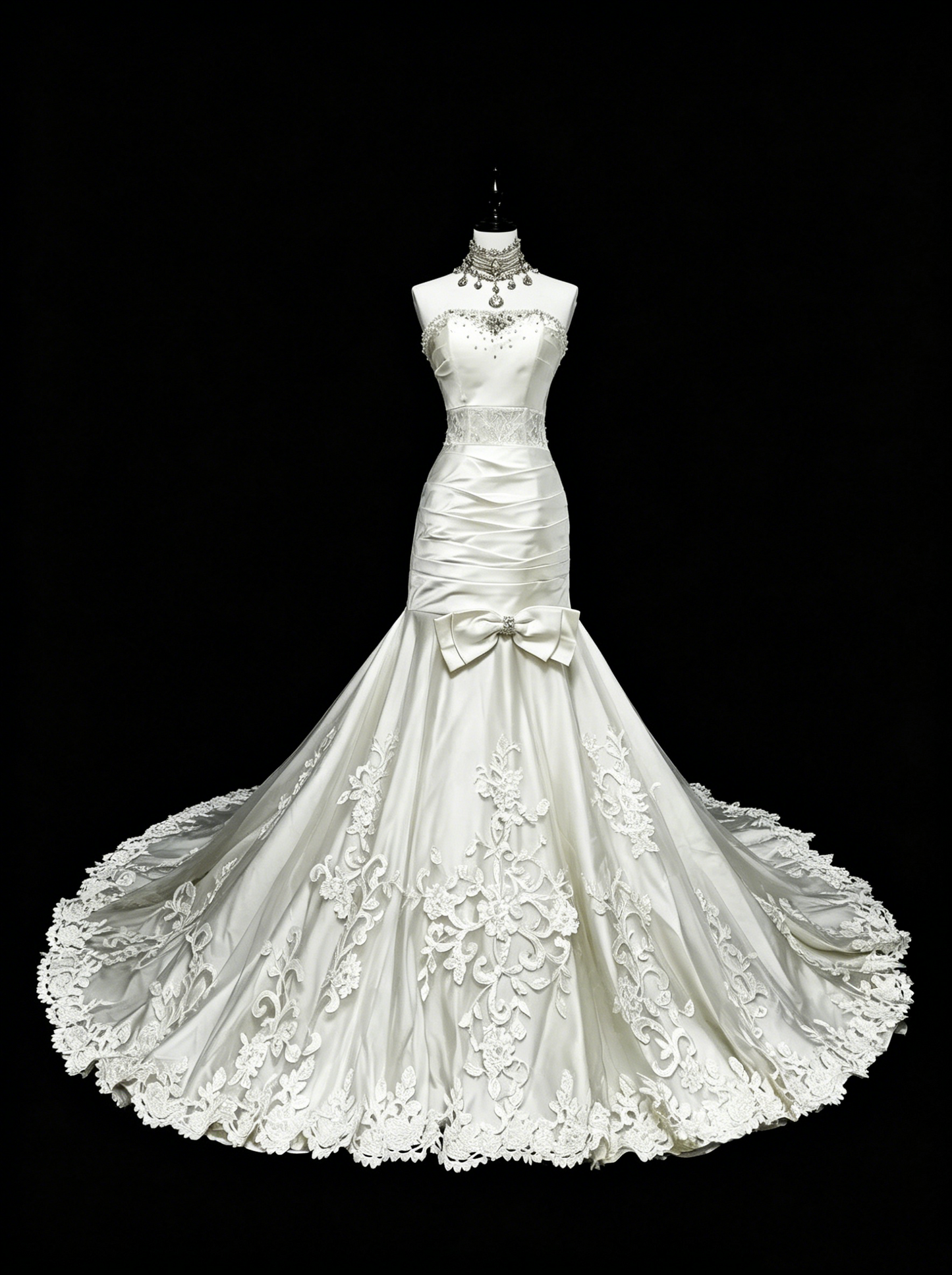 Robes de Mariée Uniques Sirène Bustier Dentelle Sans Manches Longue Robe de Mariée Blanche N3512