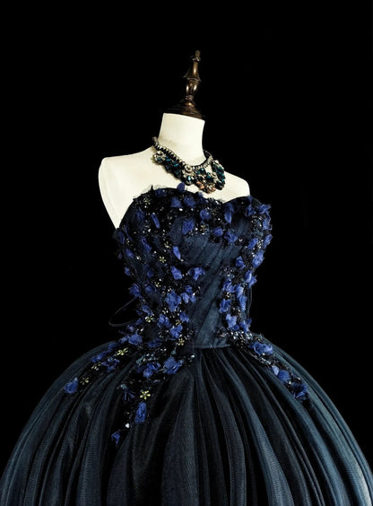 Robe de bal vintage, esthétique années 50, rétro, élégante, sans bretelles, en tulle, longue robe de soirée N2004