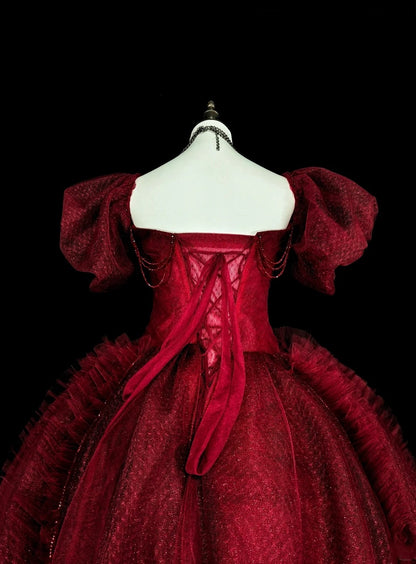 Vintage Abschlussballkleider Ballkleid Trägerlos Weinrot Tüll Burgund 2000er Jahre Langes Partykleid N2379