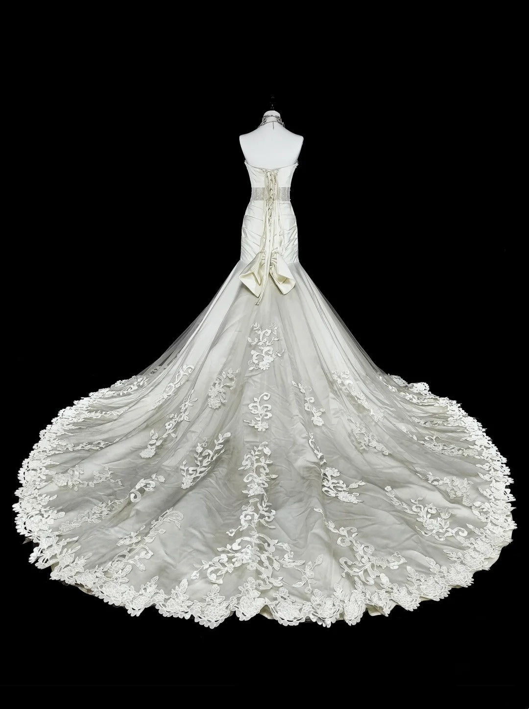 Robes de Mariée Uniques Sirène Bustier Dentelle Sans Manches Longue Robe de Mariée Blanche N3512