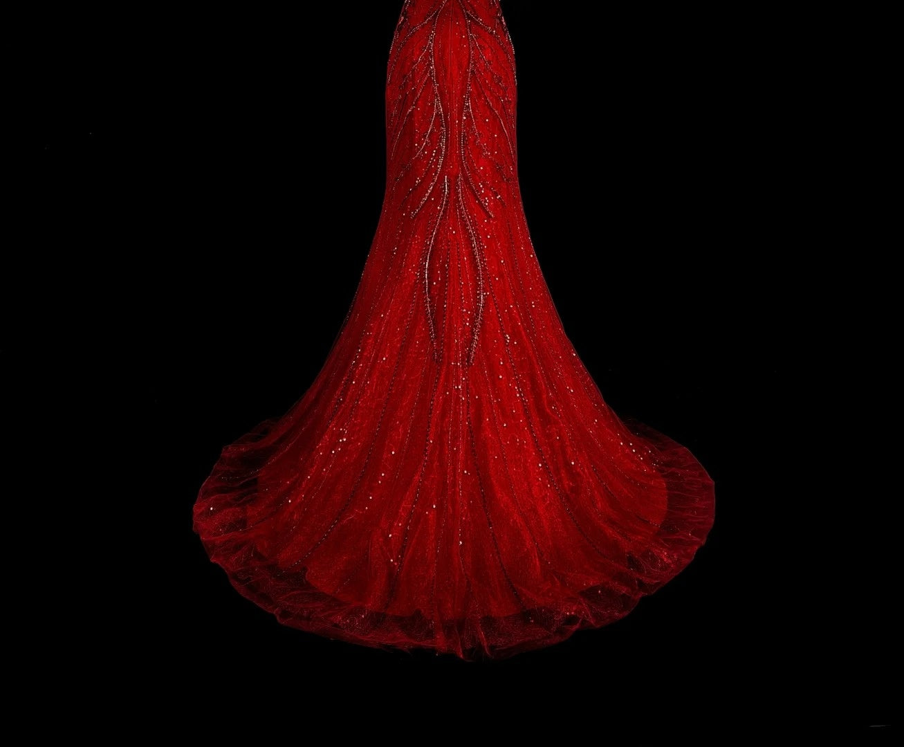 Robe de soirée sirène vintage en tulle rouge, style années 80, robe de bal longue N1759