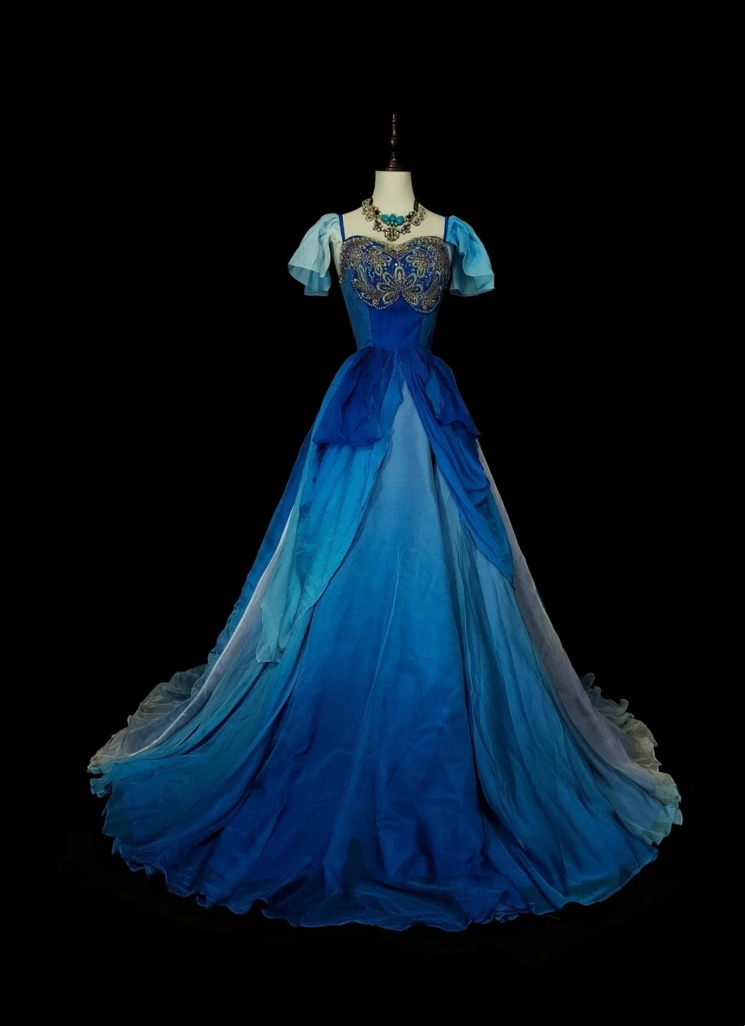Vintage Ball Gown Sweetheart Royal Blue With Beads Sleeveless 80s Prom Dresses Long Formal Party Gown N1475
