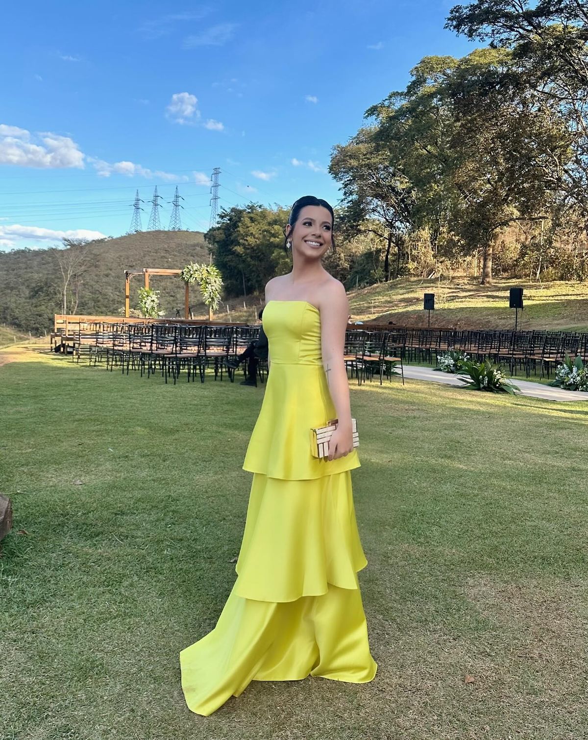 Robe de bal jaune bustier en satin, coupe trapèze, longue, pour femme, robe de soirée formelle AB186