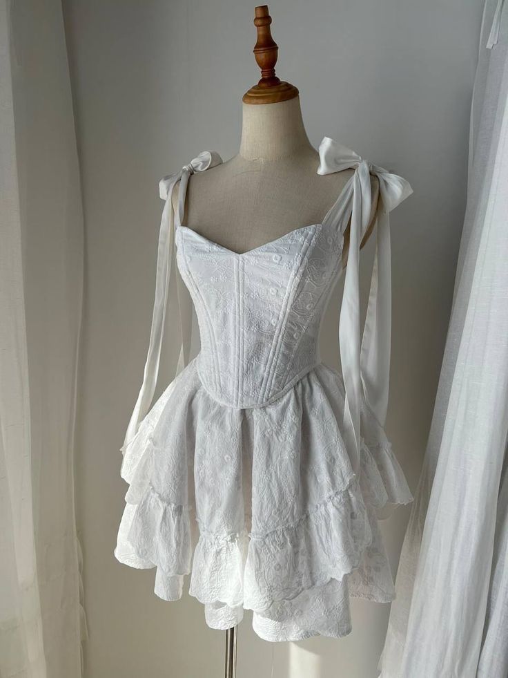 Robe De Bal Courte Pour Fille Avec Bretelles Nœud Cœur Dentelle Blanche Pour Bal De Fin D'année Lycée Robe De Soirée Courte Pour Anniversaire RB4428
