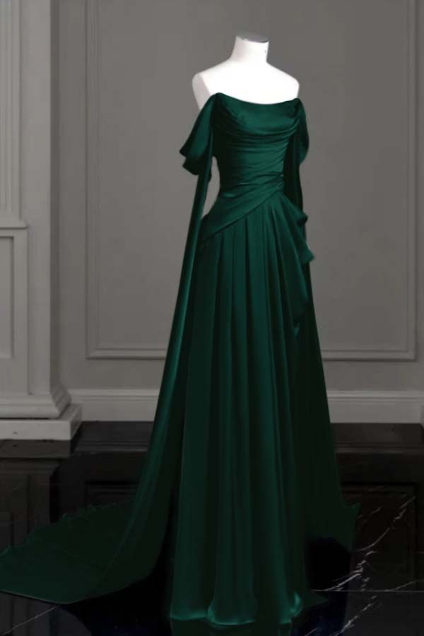 Robe de bal sirène violette à épaules dénudées et plis, modèle AB438