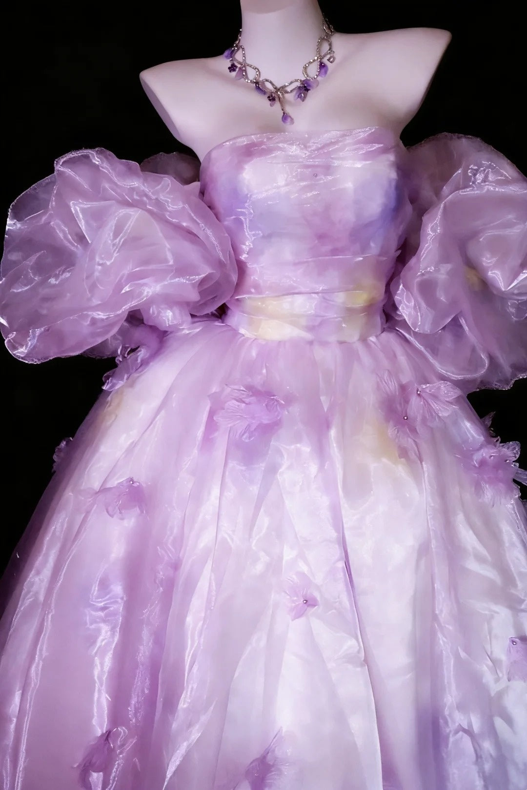 Fairy Ball Gown Off The Shoulder Lilac Floral Organza Quince Dresses Quinceanera Dress N2960
