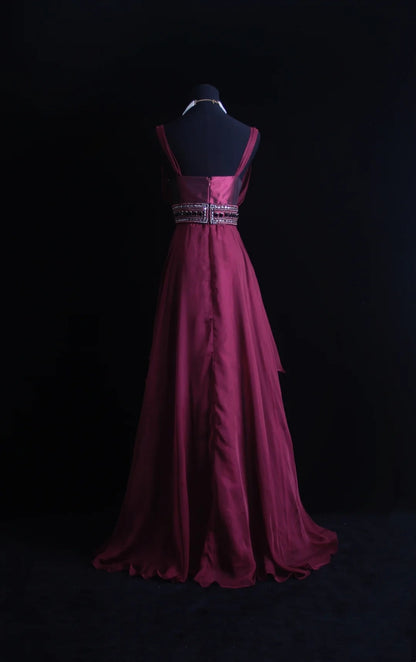 Retro-A-Linien-Chiffonkleid mit herzförmigem Ausschnitt und perlenbesetztem Oberteil im 90er-Jahre-Stil – Inspiration für Outfits zum 18. Geburtstag – Festliches Kleid N492