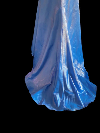 Sparkly Mermaid Halter Royal Blue High Low Long Prom Dresses Inspo Evening Outfits RB4016