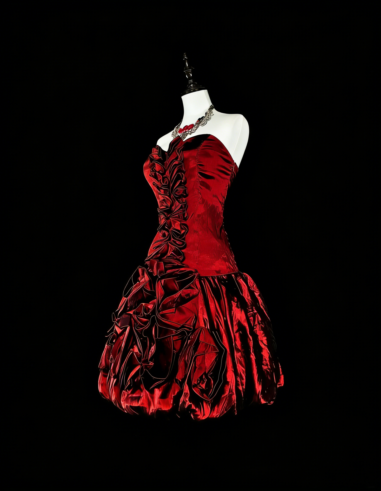 Mini Robe de Bal Courte en Satin Bourgogne Cœur Princesse Fourreau Robes de Hoco N3066