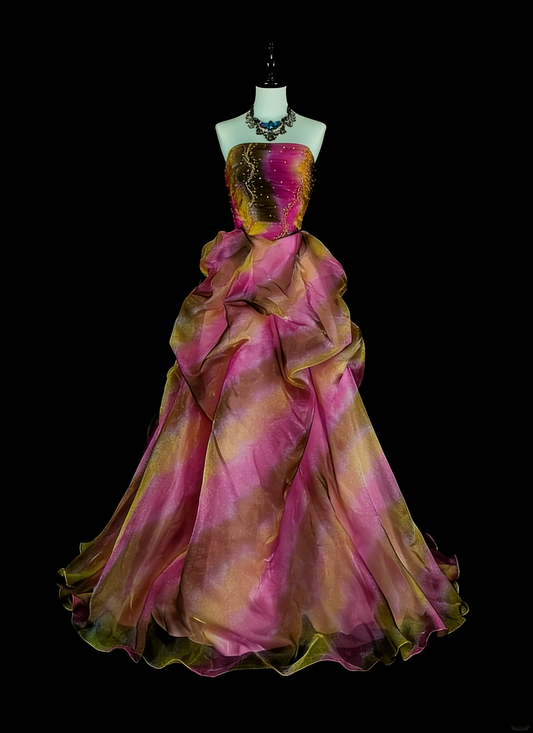 Robe de bal ravissante sans bretelles en tulle, robe de soirée longue et élégante N1419