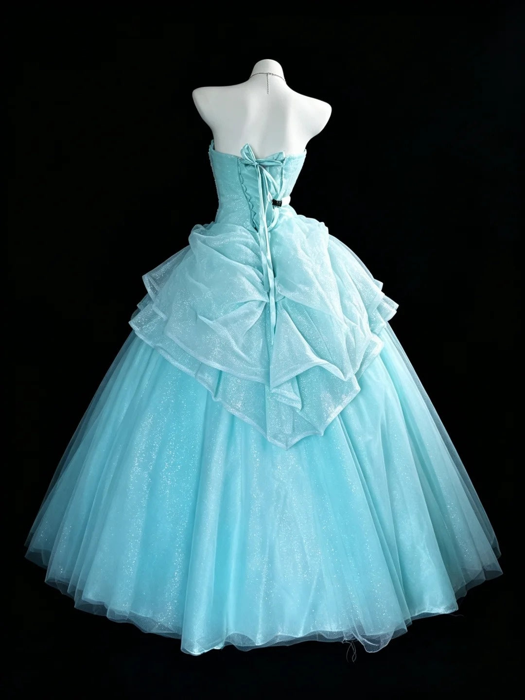 Süßes Ballkleid Sweetheart Blau Tüll mit Perlen Quince Kleid Lang Süße 15 16 Quinceanera Kleider Vestido de princesa RB4473