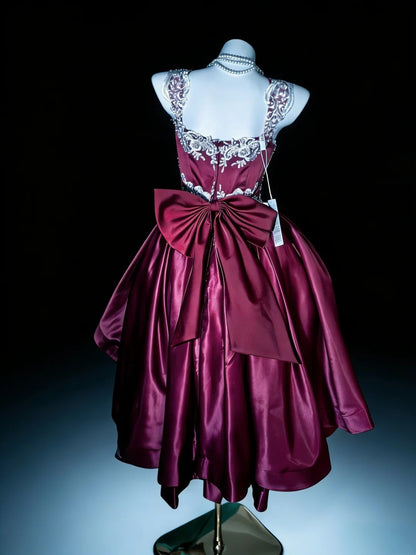 Prinzessin Ballkleid Sweetheart High Low Burgund Kurze Heimkehrkleider Hoco Kleider N3056