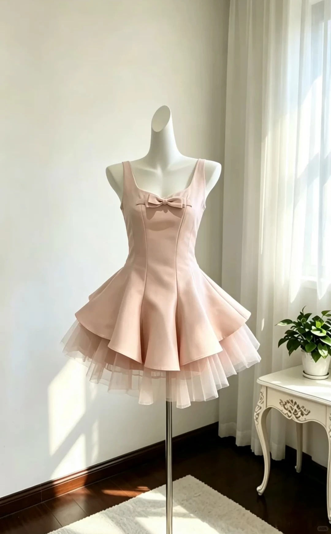 Beautiful Ball Gown Square Neck Pink With Bow Graduation Dresses Inspo Senior Homecoming Outfits RB4717