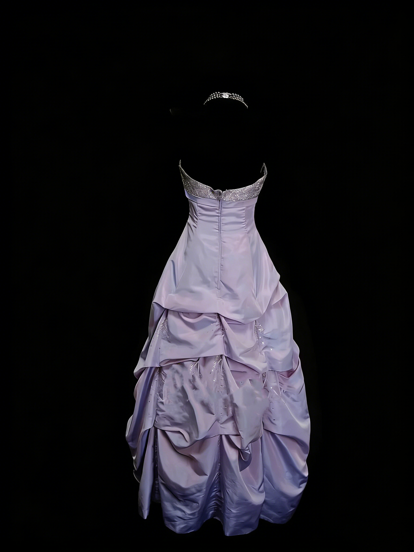 Robe de bal vintage dos nu en taffetas lilas années 80/90, sans manches, longue, robe de soirée formelle N1442