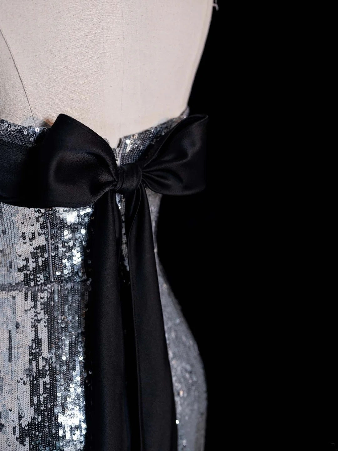Funkelndes, trägerloses, graues Pailletten-Abendkleid im Meerjungfrauenstil, ärmellos, lang, für Damen und Mädchen, N666