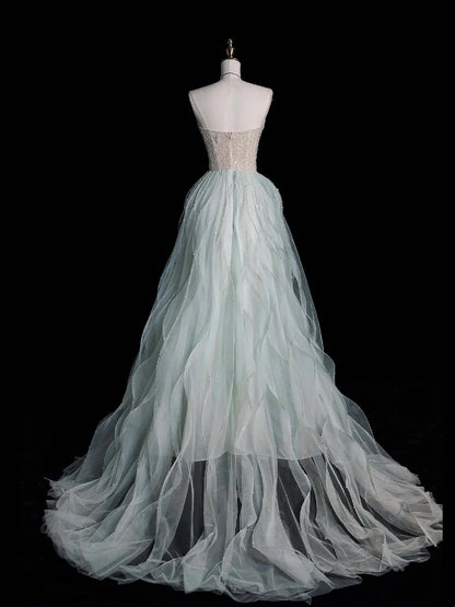 Funkelndes, mintgrünes Pailletten-Abendkleid in A-Linie mit Herzausschnitt – modisches und ästhetisches Kleid für Schul- und Partyveranstaltungen, AB2230
