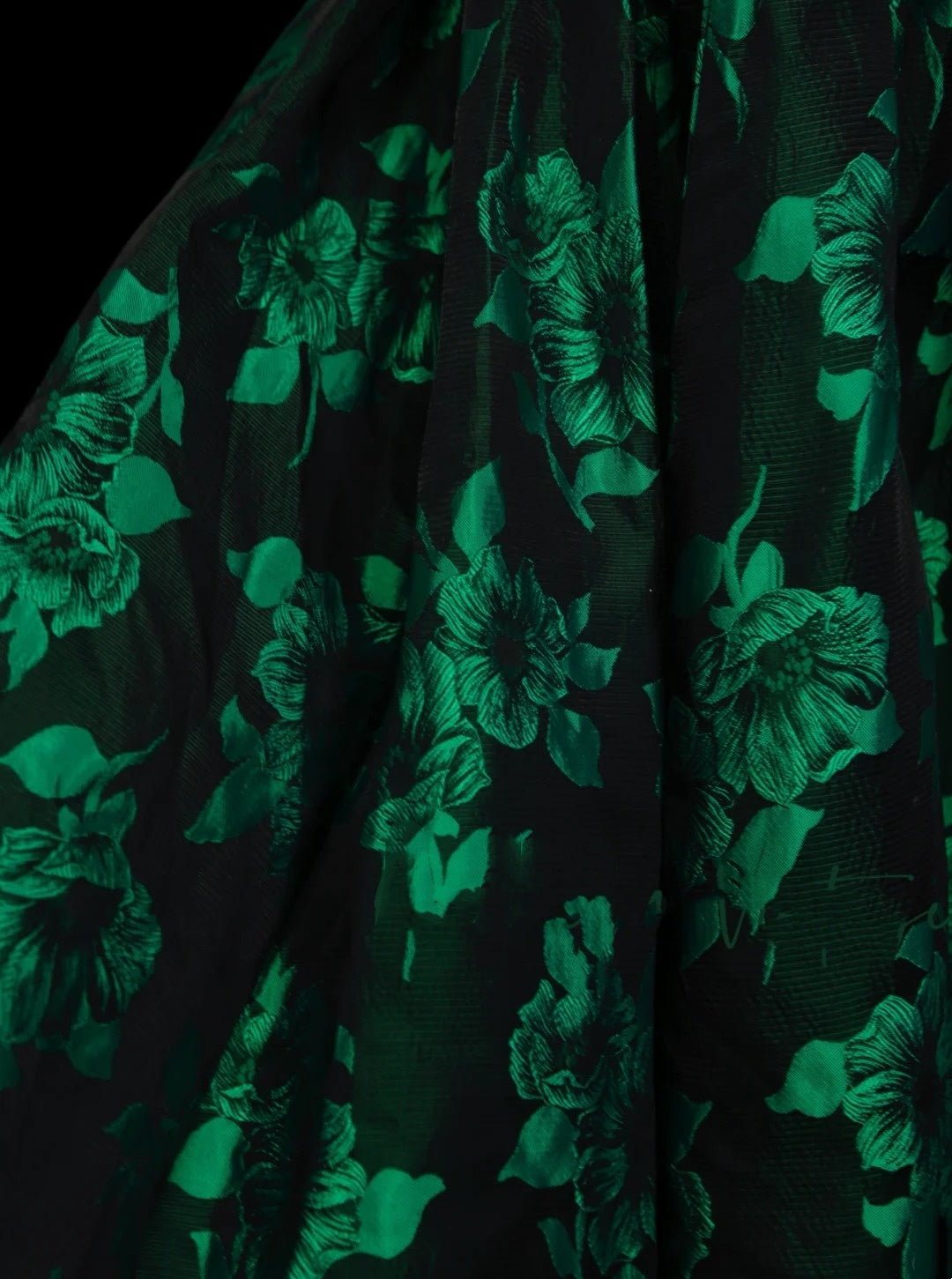 Robe bustier vert foncé en satin à fleurs, coupe trapèze, inspiration années 2000, style Y2K, référence N1383