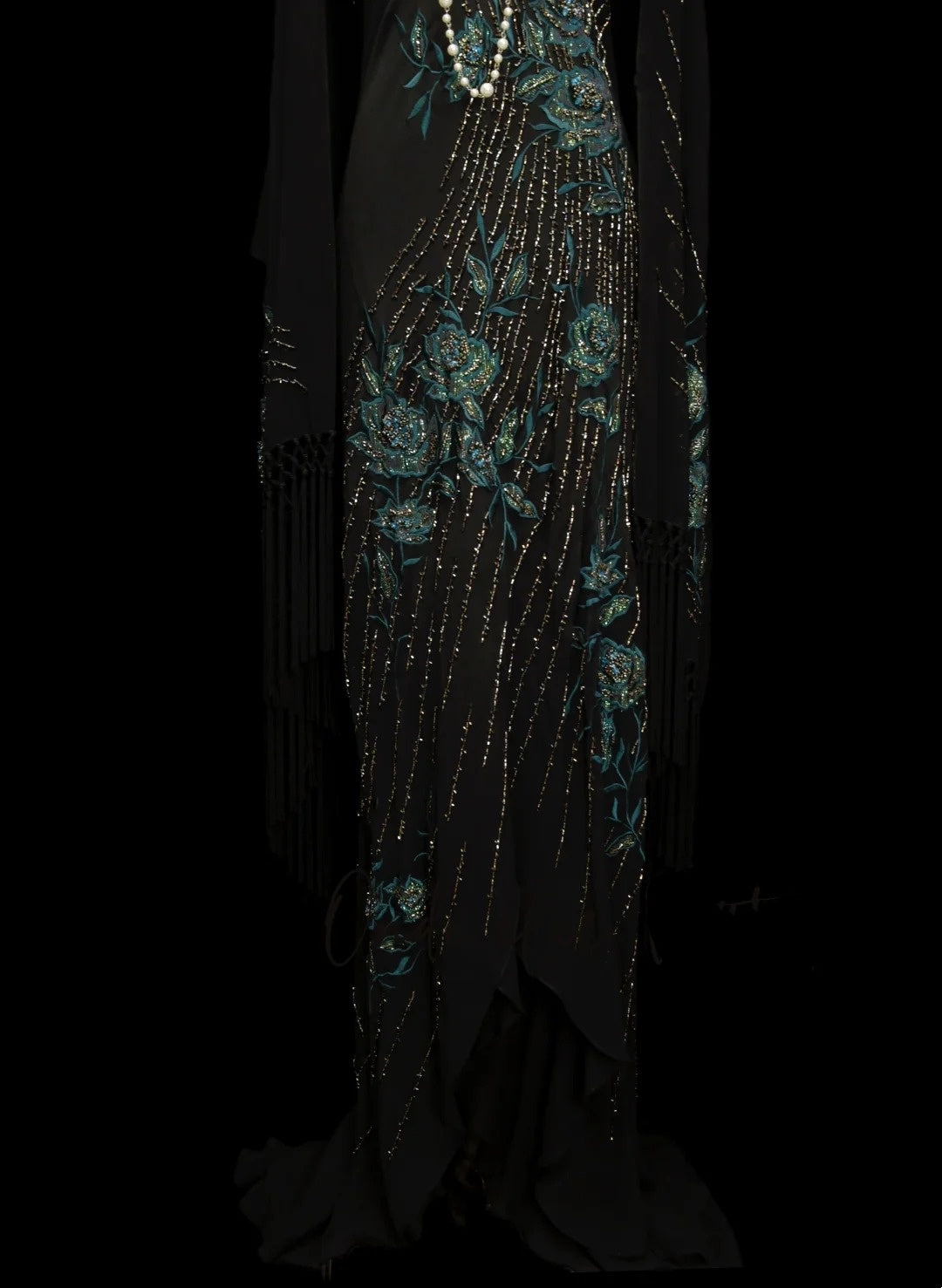 Vintage Prom Dresses Aesthetic Mermaid Halter Floral Chiffon Black With Beaded Crystals Bodice Inspo Formal Party Gowns N1824