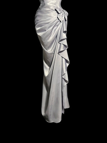 Robes de bal de rêve des années 90 Sirène Asymétrique Lilas sans manches Tenues de soirée formelles N3796