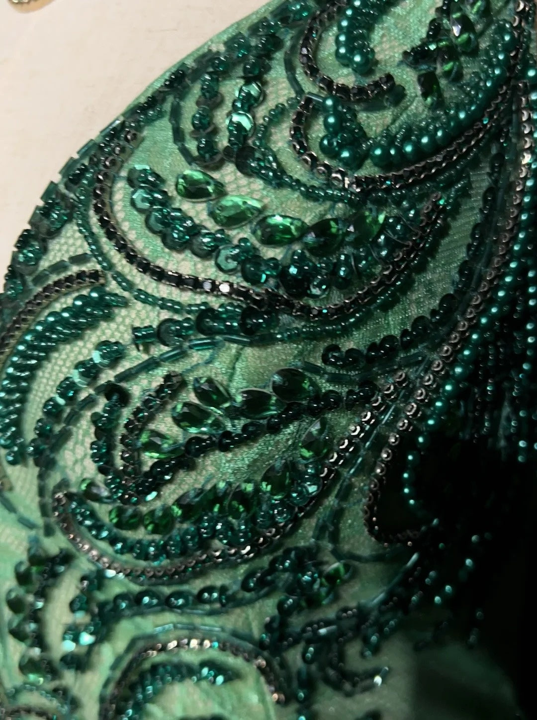 Robes de bal vintage sirène à fines bretelles vertes perlées années 90 longue robe de soirée formelle N2649