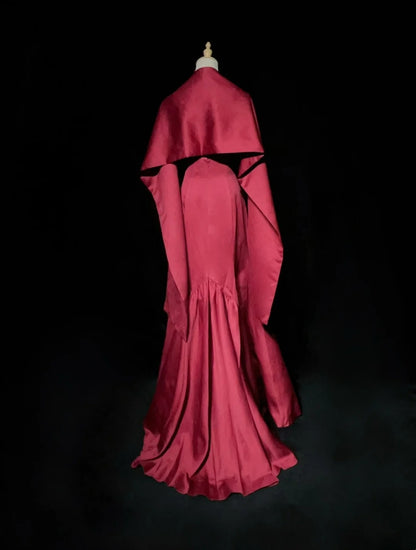 Glamouröse Abschlussballkleider Meerjungfrau Sweetheart Hot Pink Satin mit Umhang Langes Abendkleid N2888