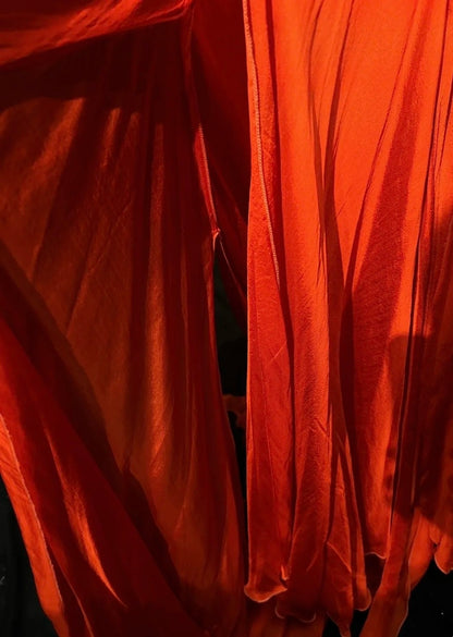 Vintage Prom Dresses Mermaid V Neck Orange Chiffon Backless 90s Long Formal Evening Gown N2646