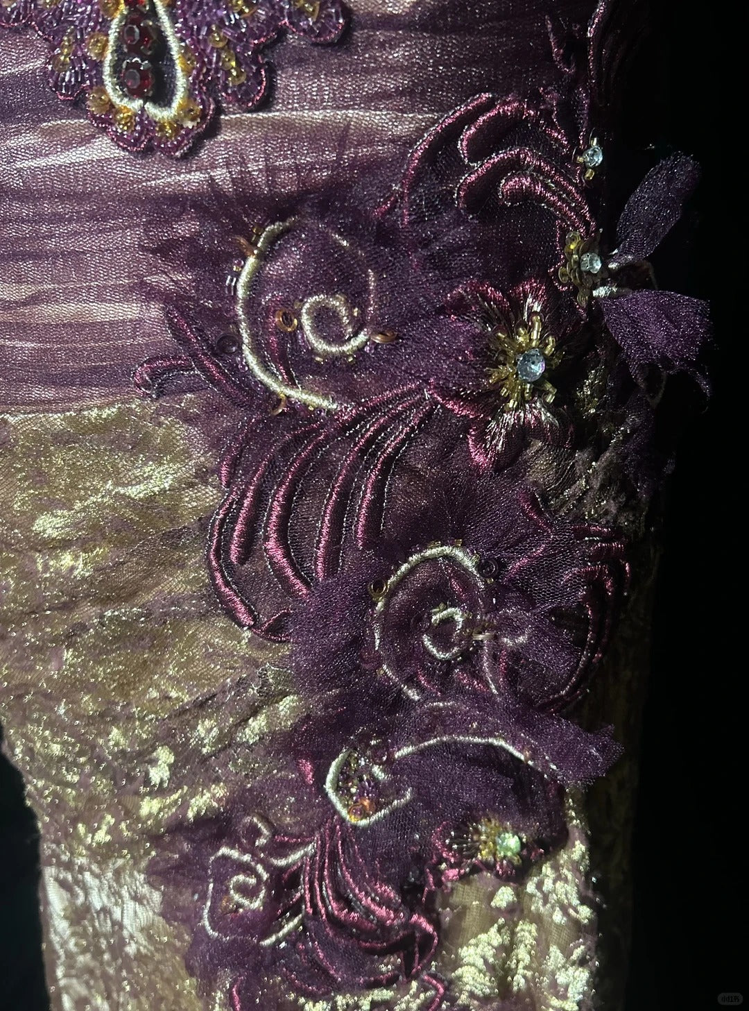 Robes de bal vintage sirène col en V dentelle dorée avec fleurs tenues de soirée formelles longues années 80 N3881