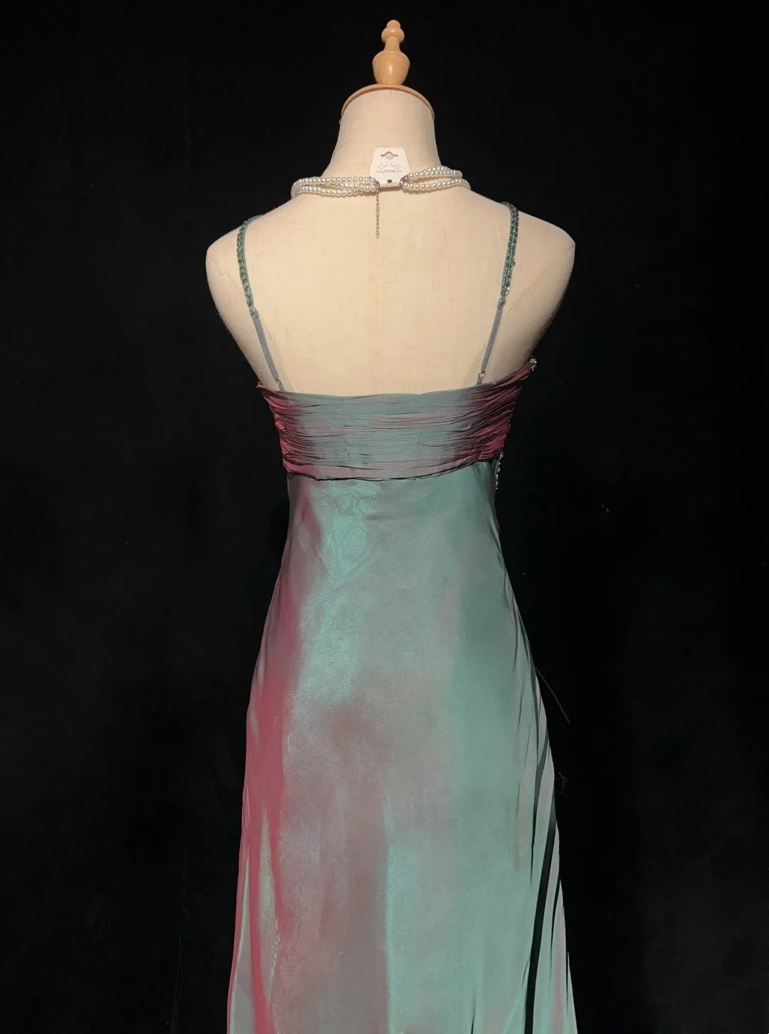 Vintage Ballkleid Ästhetik Kleider A-Linie Spaghettiträger Grün Chiffon Langes Abendkleid N3017